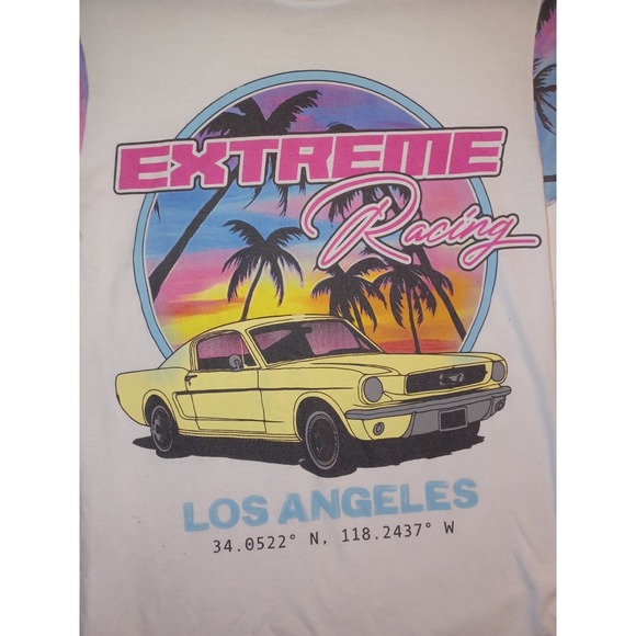 Extreme Racing Los Angeles White Size Small Hawaiian Sleeve Retro Short Sleeve - Picture 2 of 7